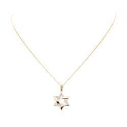 14KT Yellow Gold 0.12 ctw Diamond Star of David Pendant with Chain