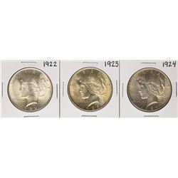Lot of 1922-1924 $1 Peace Silver Dollar Coins