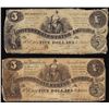 Image 1 : Lot of (2) 1861 $5 Confederate States of America Notes