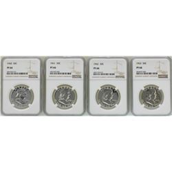 Lot of 1960-1963 Proof Franklin Half Dollar Coins NGC PF66