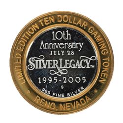 .999 Fine Silver Silver Legacy Reno, Nevada $10 Limited Edition Gaming Token