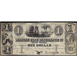 1844 $1 Marine & Fire Insurance Co. Sinipee, Wisconsin Obsolete Note
