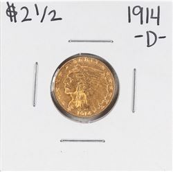 1914-D $2 1/2 Indian Head Quarter Eagle Gold Coin
