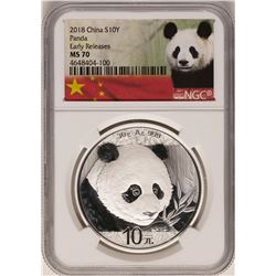 2018 China Panda Silver Coin NGC MS70 Early Releases White Core