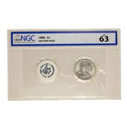 1886 $1 Morgan Silver Dollar Coin GSA Soft Pack NGC MS63