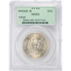 1936 Rhode Island Commemorative Half Dollar Coin PCGS MS65 OGH