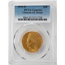 1910-D $10 Indian Head Eagle Gold Coin PCGS AU Details