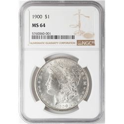 1900 $1 Morgan Silver Dollar Coin NGC MS64