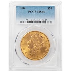1904 $20 Liberty Head Double Eagle Gold Coin PCGS MS64