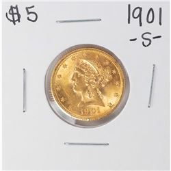 1901-S $5 Liberty Head Half Eagle Gold Coin
