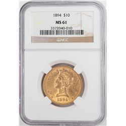 1894 $10 Liberty Head Eagle Gold Coin NGC MS61