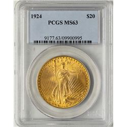 1924 $20 St. Gaudens Double Eagle Gold Coin PCGS MS63