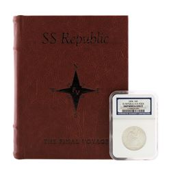 1858 8 in Rock SS Republic Seated Liberty Half Dollar Coin NGC Shipwreck Effect w/Book