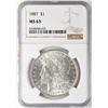 Image 1 : 1887 $1 Morgan Silver Dollar Coin NGC MS63
