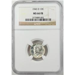 1943-D Mercury Dime Coin NGC MS66FB