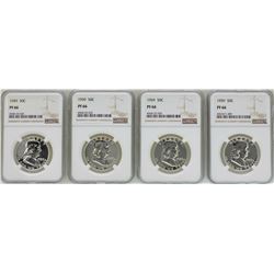 Lot of (4) 1959 Proof Franklin Half Dollar Coins NGC PF66
