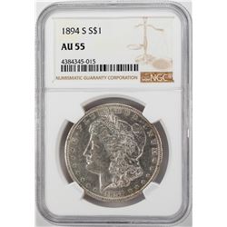 1894-S $1 Morgan Silver Dollar Coin NGC AU55