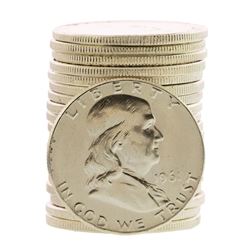 Roll of (20) Brilliant Uncirculated 1961 Franklin Half Dollar Coins