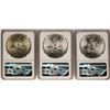 Image 2 : Lot of  (3) 1980Mo Mexico 1 Onza Silver Coins NGC MS64