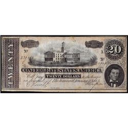 1864 $20 Confederate States of America Note