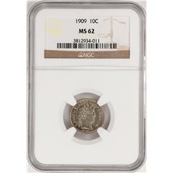 1909 Barber Dime Coin NGC MS62