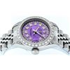 Image 5 : Rolex Ladies Stainless Steel Quickset Purple String Diamond Datejust Wristwatch