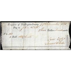 1795 Samuel Clarke Signed Check