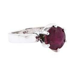 14KT White Gold 0.20 ctw Diamond and Glass Filled Ruby Ring