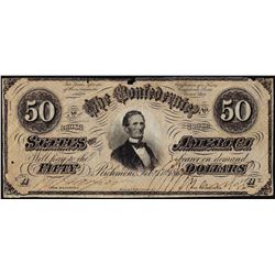 1864 $50 Confederate States of America Note