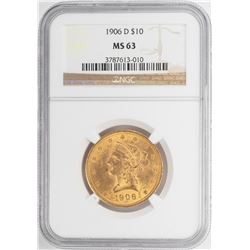 1906-D $10 Liberty Head Eagle Gold Coin NGC MS63