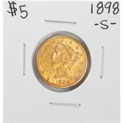 1898-S $5 Liberty Head Half Eagle Gold Coin