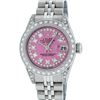 Image 1 : Rolex Ladies Stainless Steel Quickset Pink String Diamond Lugs Datejust Wristwatch