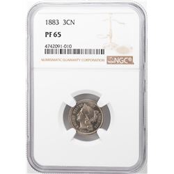 1883 Proof Three Cent Nickel Coin NGC PF65