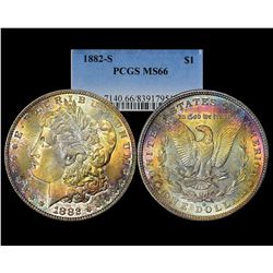1882-S $1 Morgan Silver Dollar Coin PCGS MS66 Amazing Toning