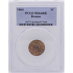1864 Bronze Indian Head Penny Coin PCGS MS64RB