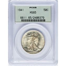 1941 Walking Liberty Half Dollar Coin PCGS MS65