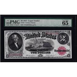 1917 $2 Legal Tender Note Fr.57 PMG Gem Uncirculated 65EPQ