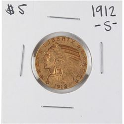 1912-S $5 Indian Head Half Eagle Gold Coin