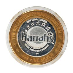 .999 Silver Harrah's Kansas City, MO $10 Casino Limited Edition Gaming Token