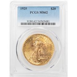 1925 $20 St. Gaudens Double Eagle Gold Coin PCGS MS62
