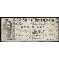 1866 $1 State of North Carolina Obsolete Note