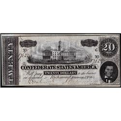 1864 $20 Confederate States of America Note