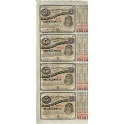 Uncut Sheet of (4) State of Louisiana Baby Bond Obsolete Notes