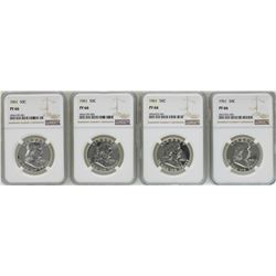 Lot of (4) 1961 Proof Franklin Half Dollar Coins NGC PF66