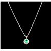 Image 2 : 2.52 ctw Emerald and Diamond Pendant With Chain - 14KT White Gold