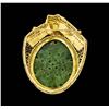 Image 2 : 140.00 ctw Jadeite, Ruby and Diamond Pendant-Pin - 18-22KT Yellow Gold