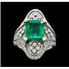 Image 2 : 4.05 ctw Emerald And Diamond Ring - 18KT White Gold