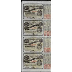 Uncut Sheet of (4) State of Louisiana Baby Bond Obsolete Notes