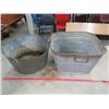 Image 1 : LOT OF 2 GALVANIZED TUBS (1 SQUARE, 1 ROUND)