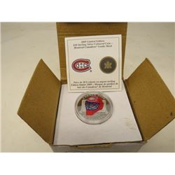 2009 Proof $20 Montreal Canadiens coloured Goalie Mask. Sterling Silver with custom display case.   